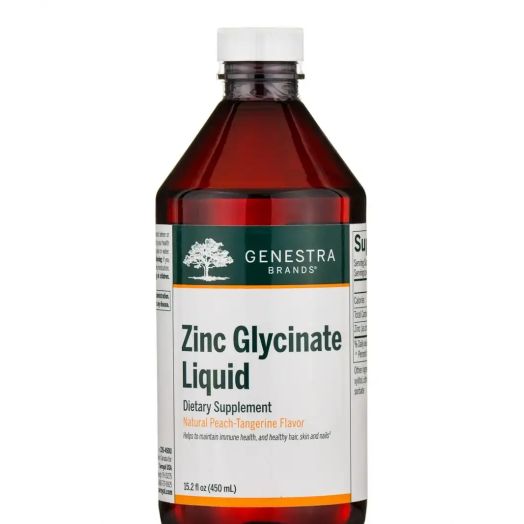 Genestra Zinc Glycinate Liquid, Natural Peach-Tangerine Flavor - 15.2 fl. oz (450 ml)