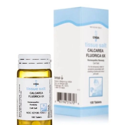 UNDA Calcarea Fluorica 6X | Homeopathic Remedy Helps Temporarily Relieve Symptoms Associated with Cracking of Joints and Minor Joint Pain | 100 Tablets