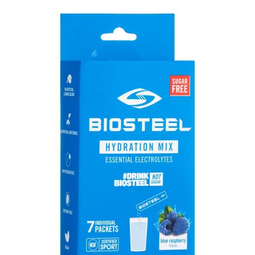 BioSteel Hydration Mix Powder, Blue Raspberry Flavor - 1 Box of 7 Individual Packets (1.7 oz / 49 Grams)