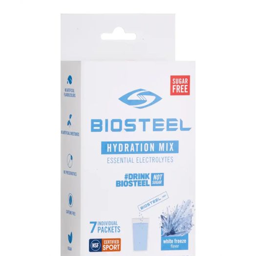 BioSteel Hydration Mix Powder, White Freeze Flavor - 1 Box of 7 Individual Packets (1.7 oz / 49 Grams)