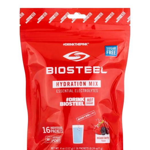 BioSteel Hydration Mix Powder, Mixed Berry Flavor - 1 Pouch of 16 Individual Packets (4 oz / 112 Grams)