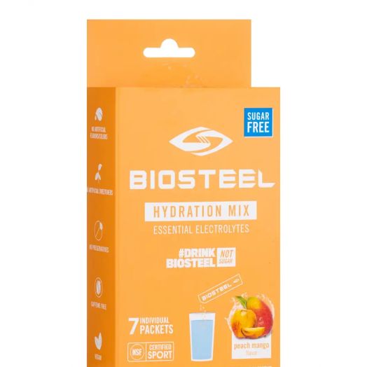 BioSteel Hydration Mix Powder, Peach Mango Flavor - 1 Box of 7 Individual Packets (1.7 oz / 49 Grams)