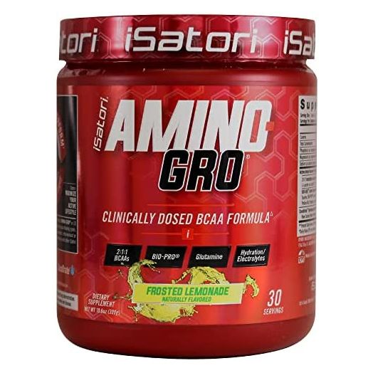 iSatori Amino-GRO BCAA Powder - Branched Chain Amino Acid Formula with Glutamine and Bio-GRO Bio-Active Peptides - Essential Amino Energy for Women and Men - Frosted Lemonade (30 Servings)