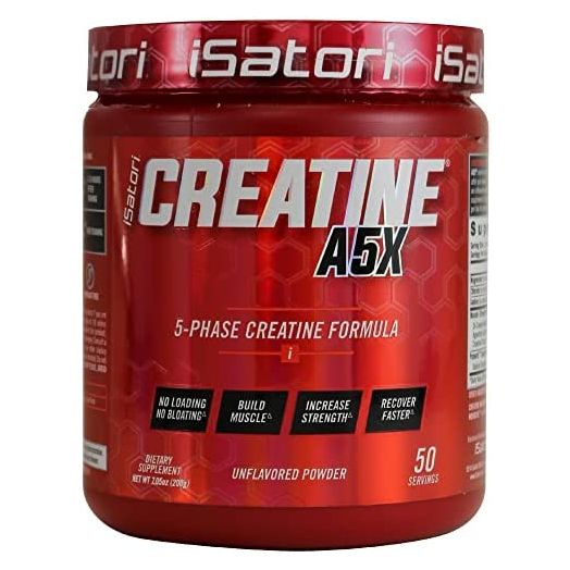 iSatori Creatine A5X Advanced 5-Phase Creatine Monohydrate Powder for Muscle Growth, Strength Building, & Recovery - Dietary Supplement for Training & Weight Lifting - Unflavored (50 Servings)