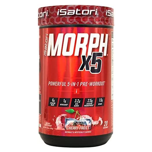 iSatori Morph X5 Intense Pre Workout- with Citrulline Malate, Beta Alanine, Creatine Magnapower, for Strength, Energy, Extreme Muscle Pumps - Great Tasting - Cherry Frost (20 Servings)