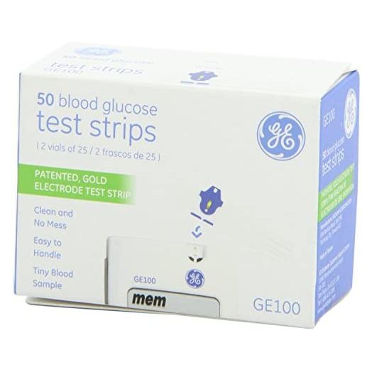 GE100 Blood Glucose Test Strips - 4/Boxes of 50 Strips = 200/Total Strips