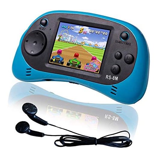 EASEGMER 16 Bit Kids Handheld Games Built-in 220 HD Video Games, 2.5 Inch Portable Game Player with Headphones - Best Travel Electronic Toys Gifts for Toddlers Age 3-10 Years Old Children (Blue)