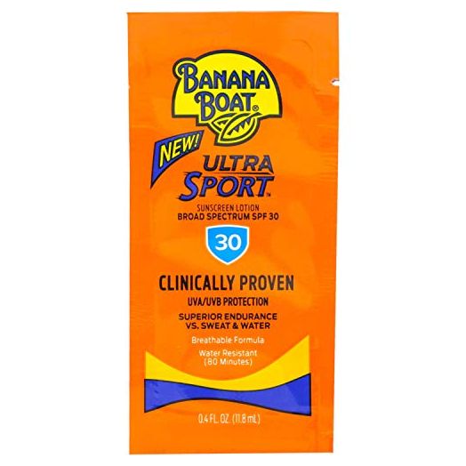 Banana Boat Sport Sunscreen, SPF 30 Protection lotion, Travel Packets, 0.4 Fl Oz (Pack of 24)
