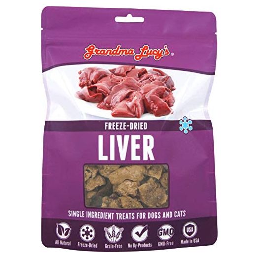 Grandma Lucy’s Singles Pet Treat, Freeze-Dried Single Ingredient Treats for Dogs and Cats - Liver, 2.5 oz