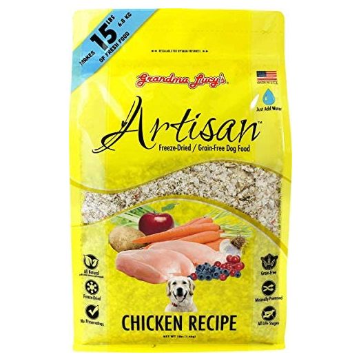 Grandma Lucy's Artisan Dog Food, Grain Free and Freeze-Dried - Artisan Chicken, 3Lb Bag