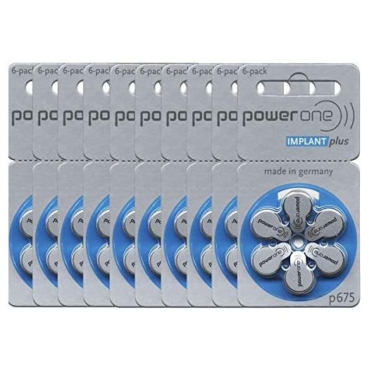 60 Powerone Mercury Free Hearing Aid Batteries Size: 675P Cochlear Implant
