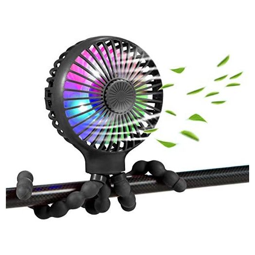 scurry Upgraded Stroller Fan Mini Battery Operated Fan Small USB Rechargable Desk Fan Baby Portable Fan Flexible Tripod Clip On Fan with 3 Speeds Baby Stroller Fans for CarSeat Crib Treadmill (Black)