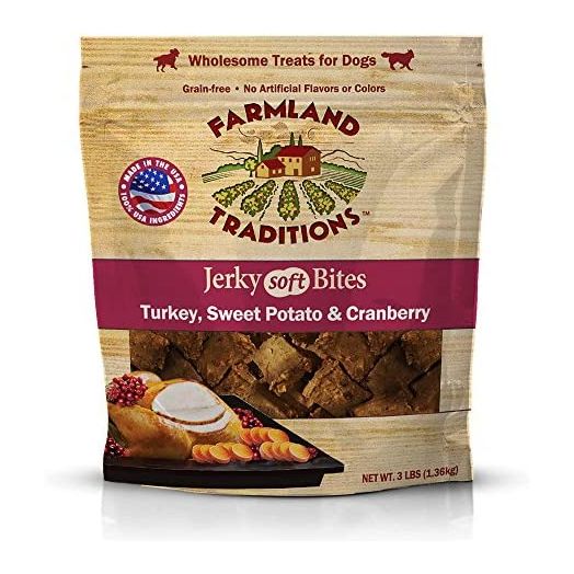 Farmland Traditions USA Made 3 lbs. Turkey, Sweet Potato, Cranberry Soft Jerky Bite Dog Treats