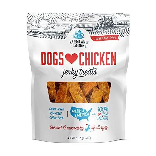 Farmland Traditions Dogs Love Chicken Premium Two Ingredients Jerky Treats for Dogs (3 lbs USA Raised Chicken)