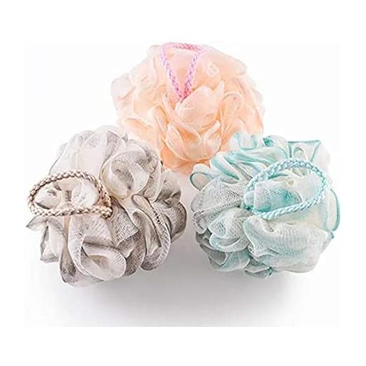 Bath Sponge for Women Men Kids, Soft Shower Loofah Exfoliating Scrubber, Pouf Shower Luffa Ball, Bathroom Body Loufa Sponges Puff for Silky and Smooth Skin, Deep Cleanse 3 Pack