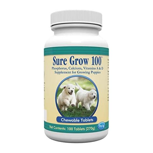 PetAg Sure Grow 100 - Puppy Vitamins - Calcium & Phosphorus Supplement for Dogs - 100 Tablets