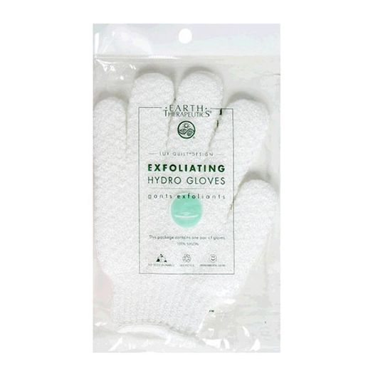 Earth Therapeutics Hydro Exfoliating Gloves, White, 1 pair (Pack of 4)
