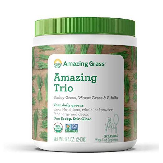 Amazing Grass Greens Trio: Greens Powder with Wheatgrass, Alfalfa, & Barley Grass, Rich Source of Chlorophyll, 30 Servings