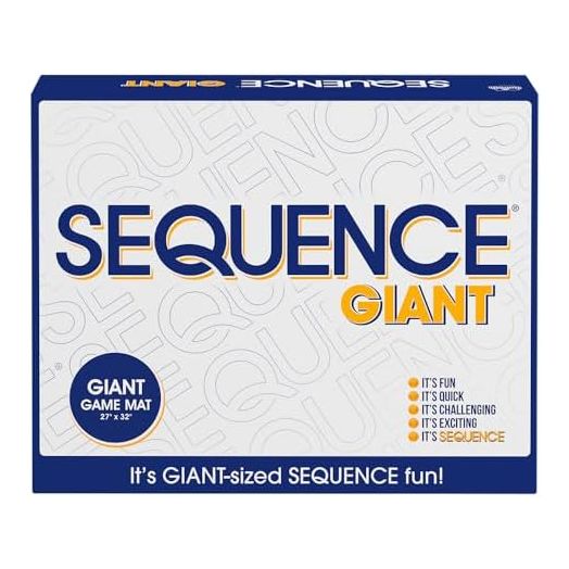 Jax Giant (aka Jumbo) SEQUENCE Game - Box Edition with Cushioned Mat, Cards and Chips, Package Colors May Vary , Blue, 27" x 32"