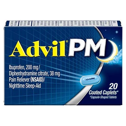 Advil PM (20 Count) Pain Reliever/Nighttime Sleep Aid Coated Caplet, 200mg Ibuprofen, 38mg Diphenhydramine