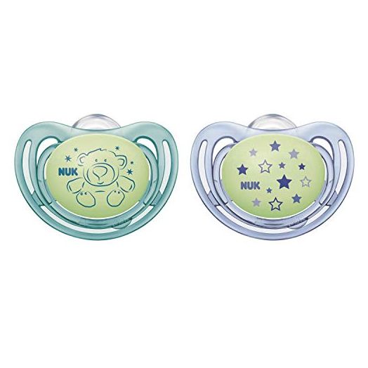 NUK Airflow Glow-in-The-Dark Pacifiers, Baby Boys, 0-6 Months, 2 Pack, 0.09 Pounds