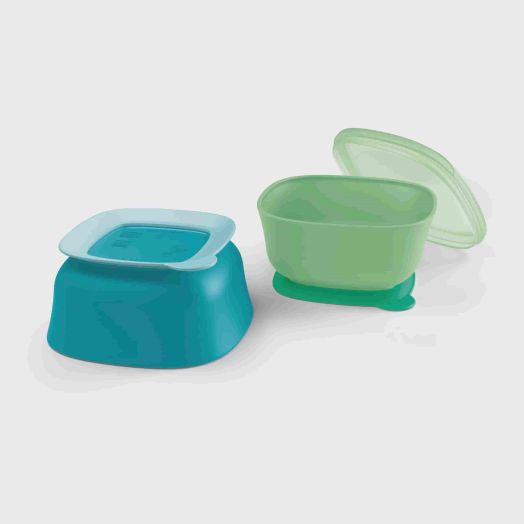 NUK Suction Bowl and Lid, Assorted Colors, 2 Pack, 6+ Months