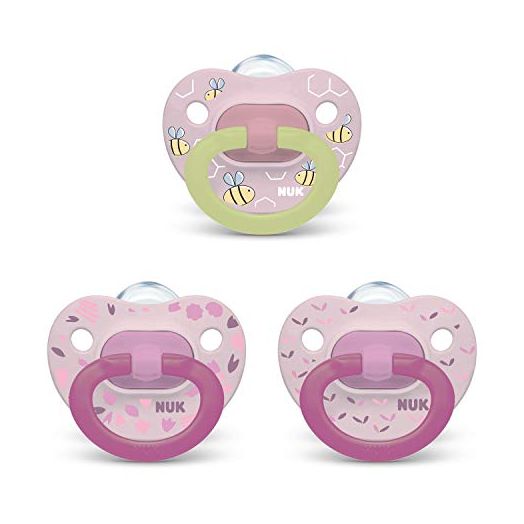 NUK Orthodontic Pacifier Value Pack, Girl, 0-6 Months, 3-Pack