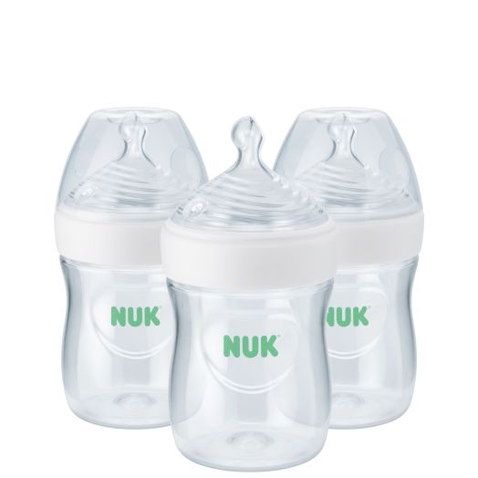 NUK Simply Natural with SafeTemp, 5 oz, 3 Pack, Clear Baby Bottles