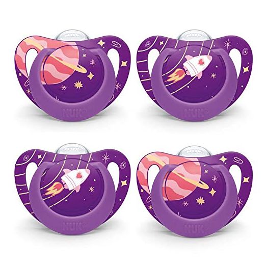 Nuk Orthodontic Pacifier, Space Girl, 6-18 Months, 4pk