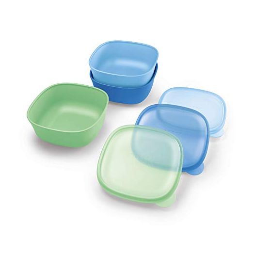 NUK Stacking Bowl and Lid, Assorted Colors, 3 Pack, 4+ Months