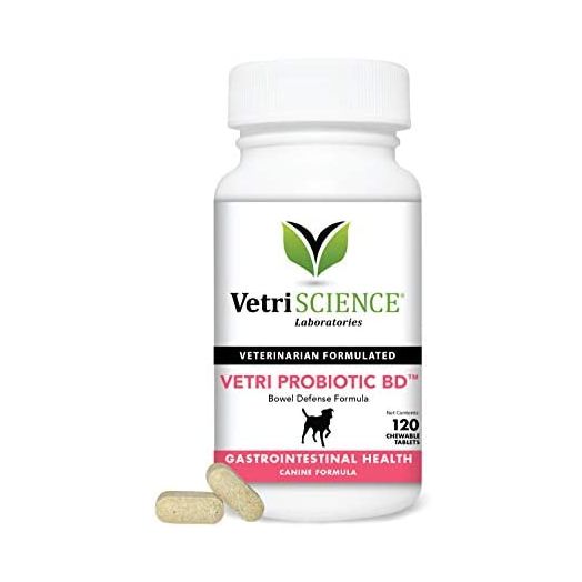 VetriScience Laboratories Vetri Probiotic BD, Bowel Defense and GI Support Supplement for Dogs, 120 Tablets