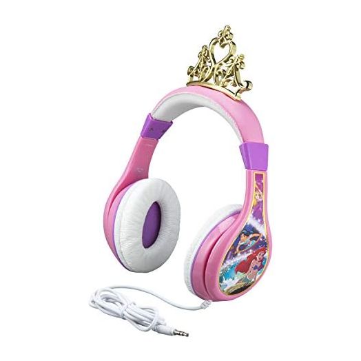 Disney Princess Kids Headphones For Kids Adjustable Stereo Tangle-Free 3.5Mm Jack Wired Cord Over Ear Headset For Children Parental Volume Control Kid Friendly Safe (Frustration Free Packaging), DP-140.EXv6, Pink