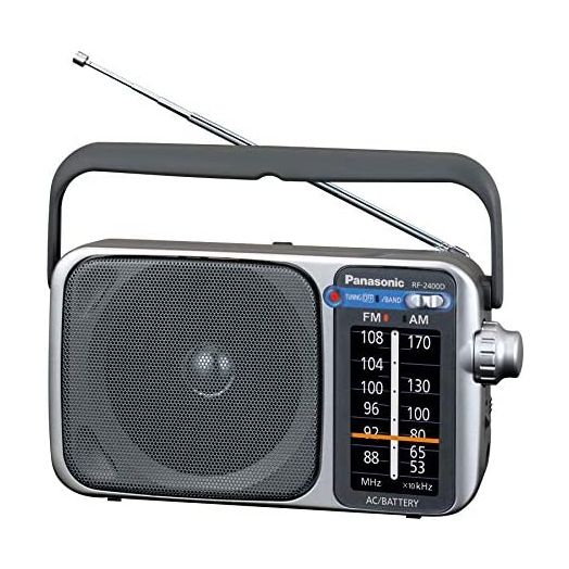 Panasonic Portable AM / FM Radio, Battery Operated Analog Radio, AC Powered, Silver (RF-2400D)