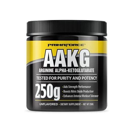 PrimaForce AAKG Arginine Powder, 250 grams (L-Arginine and Alpha-Ketoglutarate Acid) Premium Workout Supplement, Non-GMO, Vegan, Gluten Free