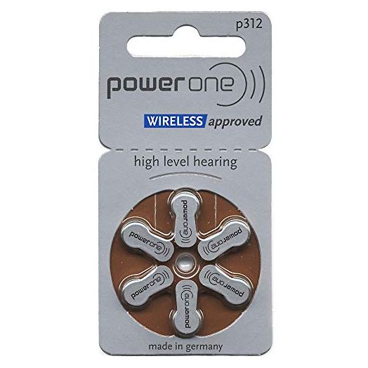 PowerOne Hearing Aid Batteries No Mercury Size 312, PR41 (60 Batteries) + Battery Keychain Kit