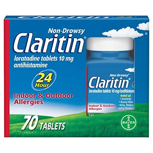 Claritin 24 Hour Allergy Medicine, Non-Drowsy Prescription Strength Allergy Relief, Loratadine Antihistamine Tablets, 70 Count