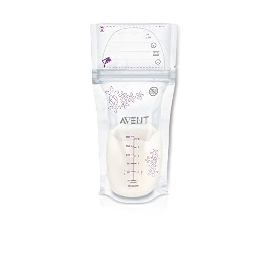 Philips AVENT Breast Milk Storage Bags, Clear, 6 Ounce, 50 Pack, SCF603/50