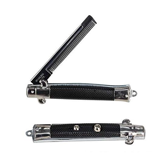 Rhode Island Novelty 9 Inch Stainless Steel Switch-Blade Combs Pack of 2
