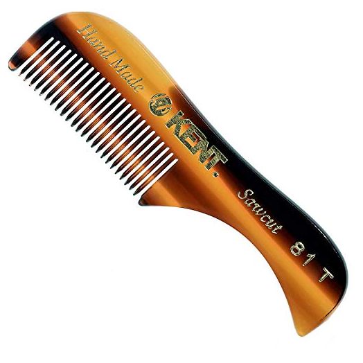 Kent A 81T (2.8") Pocket Comb & Beard Comb for Mustache and Beard - Travel Kit Beard Comb for Grooming/Beard Care - Fine Tooth Comb Mustache Comb Kent Comb for Mustache Kit Beard Grooming Styling Comb