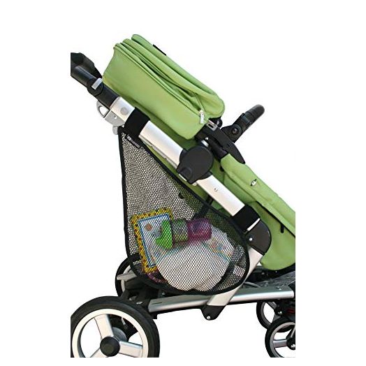 J.L. Childress Side Sling, Universal Fit Stroller Mesh Cargo Net and Organizer, Extra Stroller Storage Space, Non-Slip and Adjustable Straps, Black