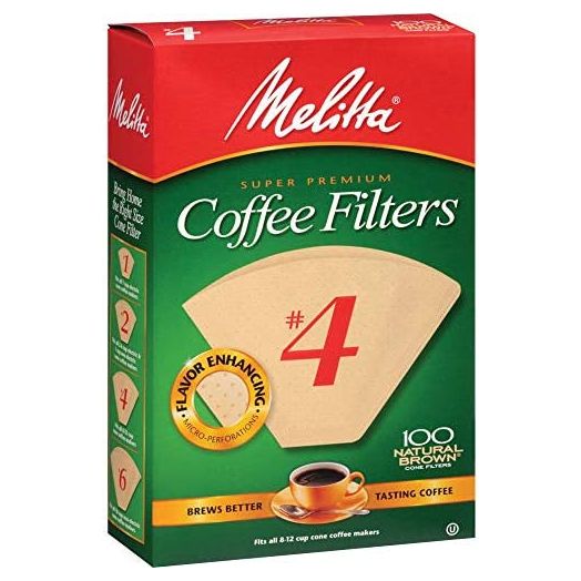 Melitta Super Premium No. 4 Coffee Paper Filter, No. 4 Cone Natural Brown