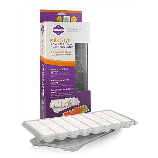 Milkies Milk Trays, Breastmilk Freezer Tray Organizer, Freeze and Store Your Milk and Baby Food in 1 Ounce Sticks, Includes 2 Reusable Storage Container Trays, No BPA-Phthalates-Dyes, Silicone-Free