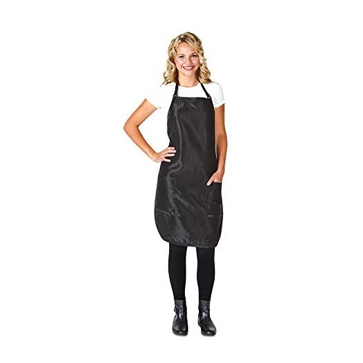 Betty Dain Luminous Salon Stylist Apron, Classic Design, Bottom Zipper Pockets, Adjustable Neck Strap, Lightweight, Water-Resistant Poly Nylon Blend Repels Hair, Easy Care, Black