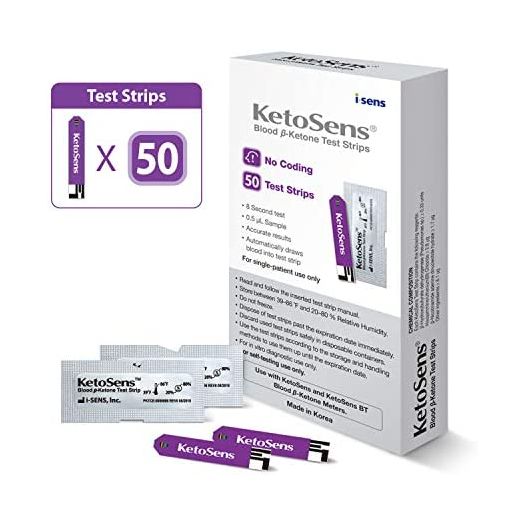 KetoSens Blood Ketone Test Strips - Ideal for The Keto Diet and Ketosis Monitoring - Includes 50 Test Strips