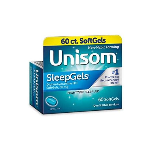 Unisom Sleep Gels, Nighttime Sleep-Aid, 50 mg Diphenhydramine HCl, 60 Soft Gel Capsules
