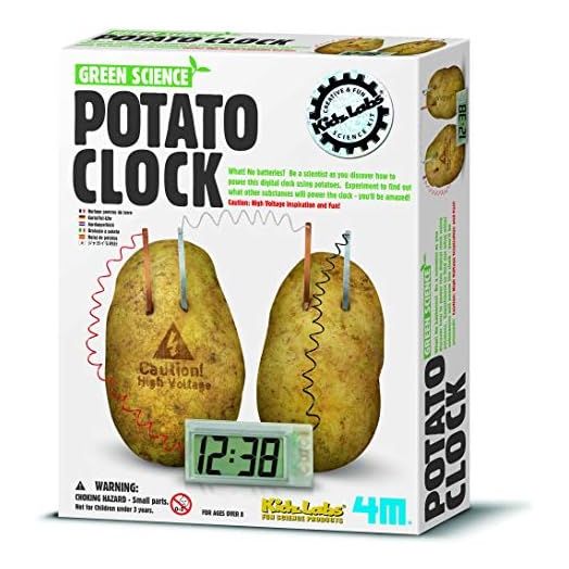4M Potato Clock DIY Green Science Chemistry Engineering Lab - STEM Toys Educational Gift for Kids & Teens, Girls & Boys, Brown