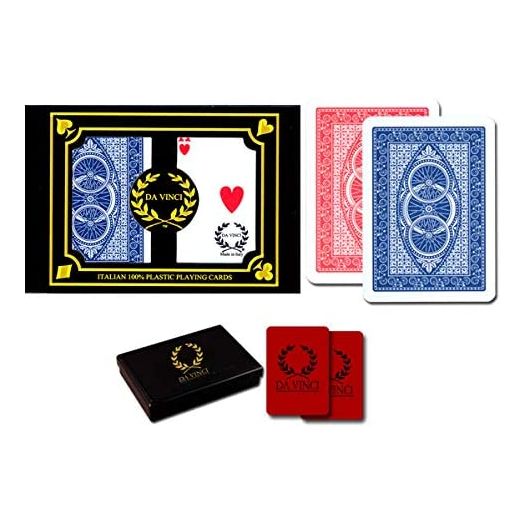 DA VINCI Ruote, Italian 100% Plastic Playing Cards, 2-Deck Poker Size Set, Regular Index, w/2 Cut Cards