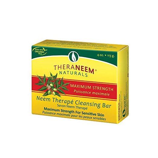 TheraNeem Neem Therape Cleansing Bar, Maximum Strength | Neem Oil Soap for Sensitive Skin | Soothes & Hydrates | 4oz