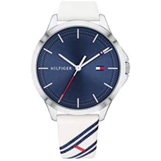 Tommy Hilfiger Women's Quartz Stainless Steel and Leather Strap Sporty Watch, Color: White (Model: 1782089)