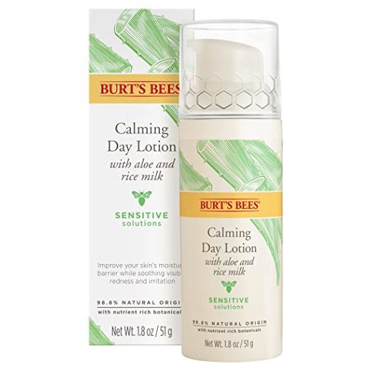 Burt's Bees Sensitive Solutions Calming Day Lotion with Aloe and Rice Milk, 98.8% Natural Origin, 1.8 Fluid Ounces